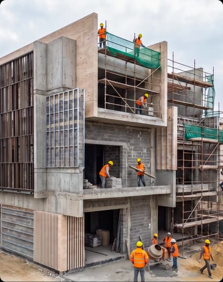 Kapuria site team at work during construction